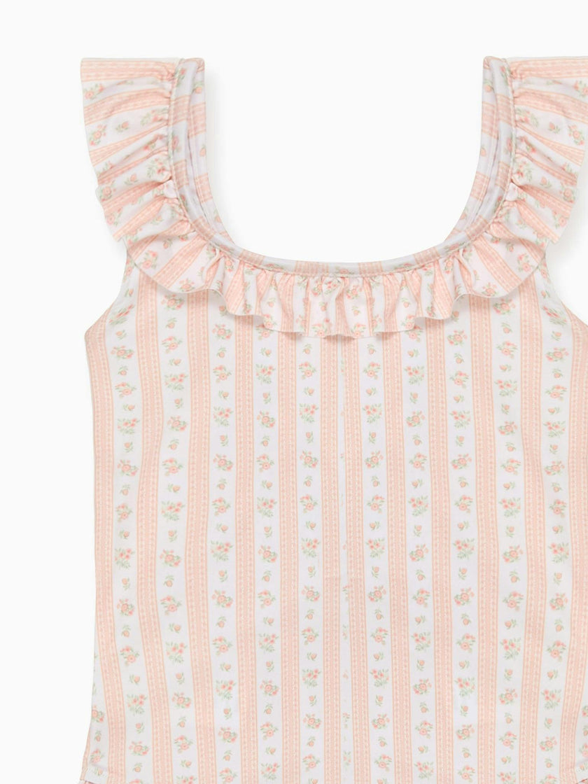 Pink Floral Stripe Opal Girl Swimsuit