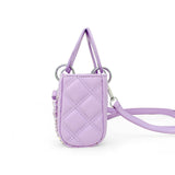 Quilted Rectangle Bow Charm Handbag