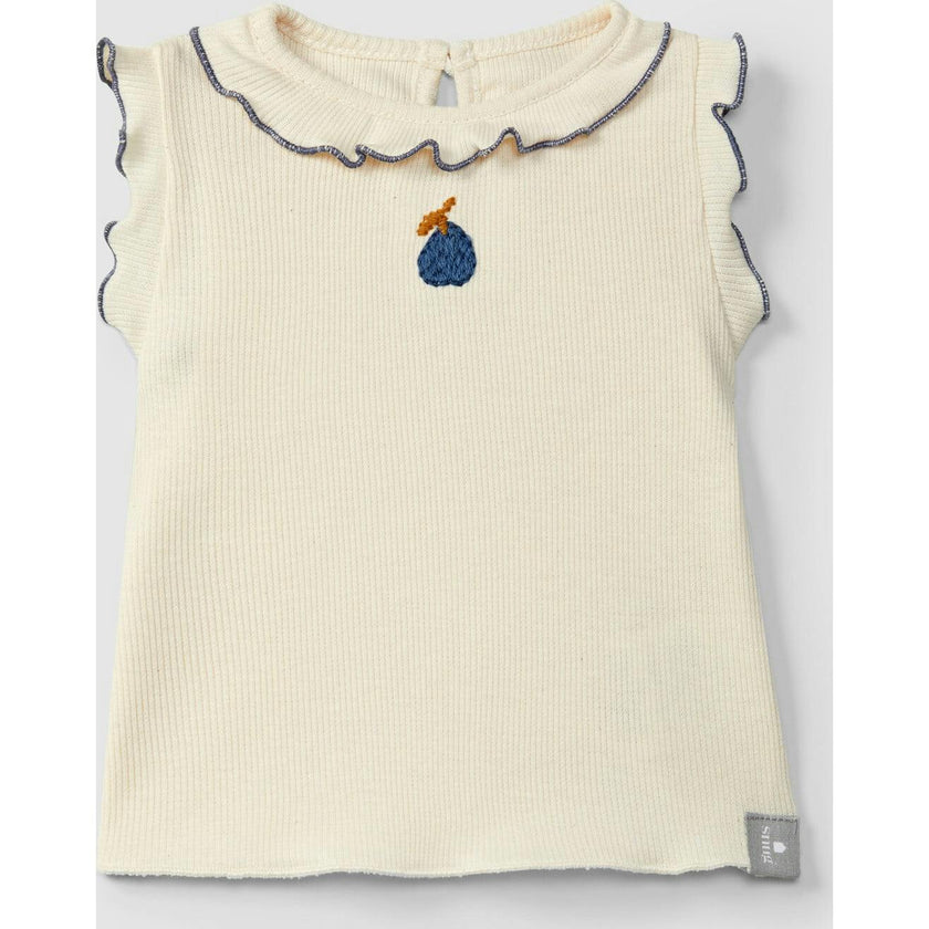 Embroidered Ribbed Cap Sleeve Top
