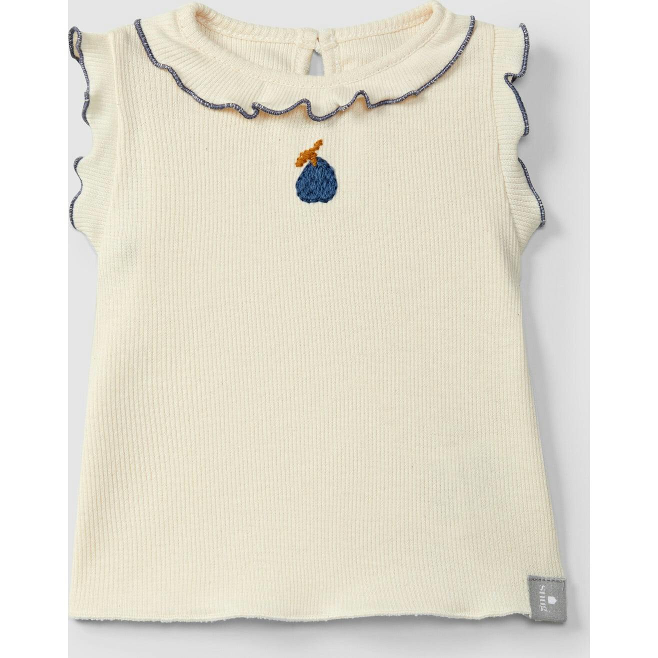Embroidered Ribbed Cap Sleeve Top