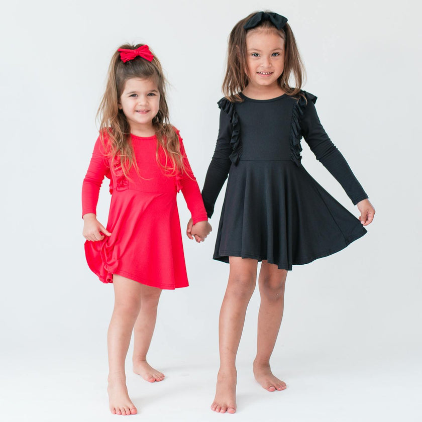 Long Sleeve Ruffle Twirl Dress
