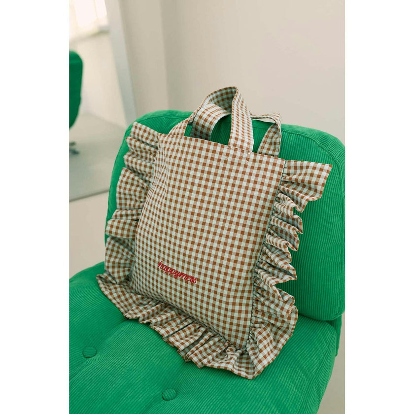 women's vichy frilled bag - foggy brown