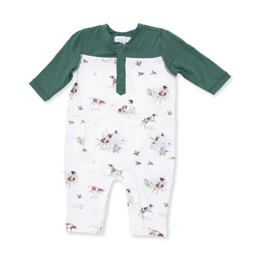 Pointer Pups and Duck Buddies - Romper with Contrast Sleeves