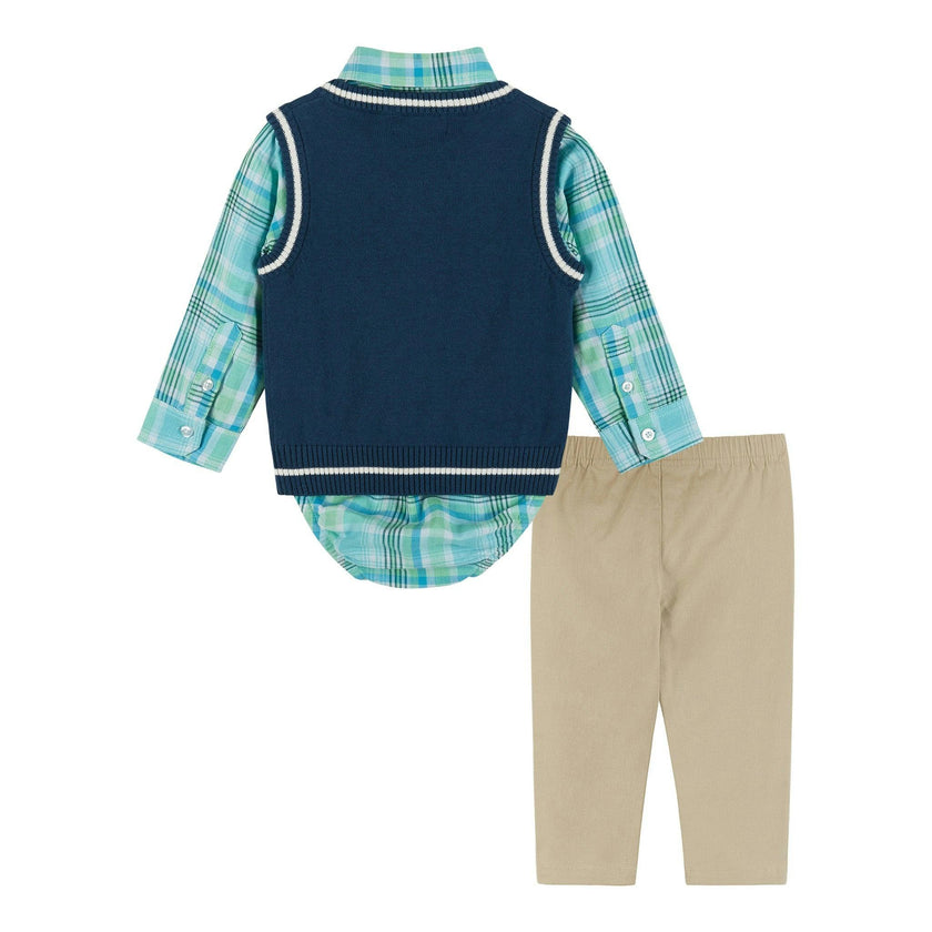 Infant Plaid Poplin and Sweater Vest Set