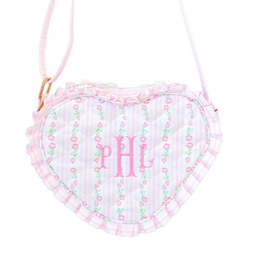 Customizable Quilted Floral Heart Purse