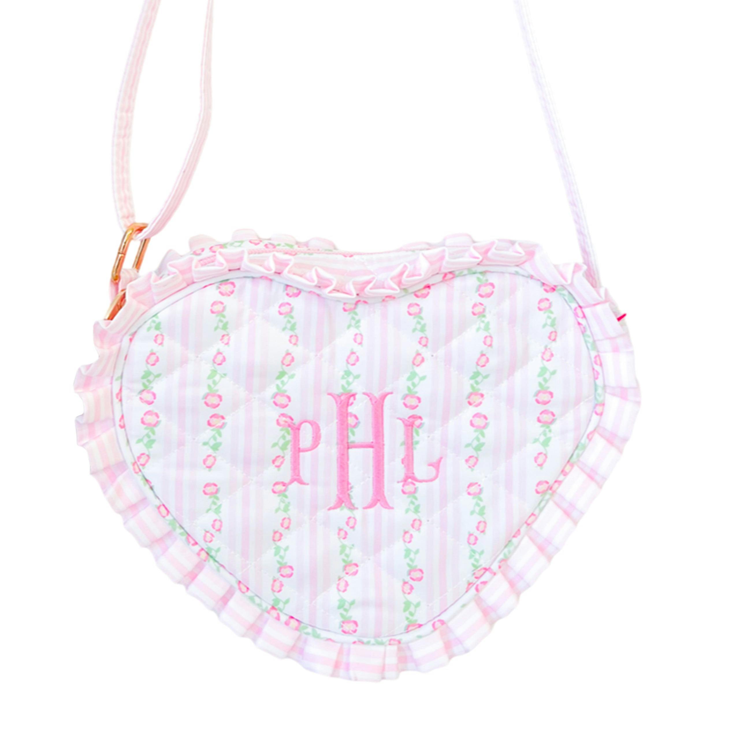Customizable Quilted Floral Heart Purse