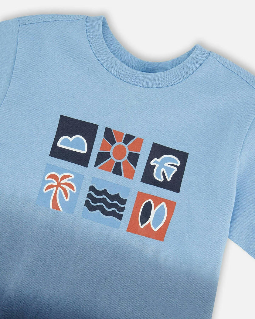 Organic Cotton Short Sleeve T-Shirt Blue Gradient
