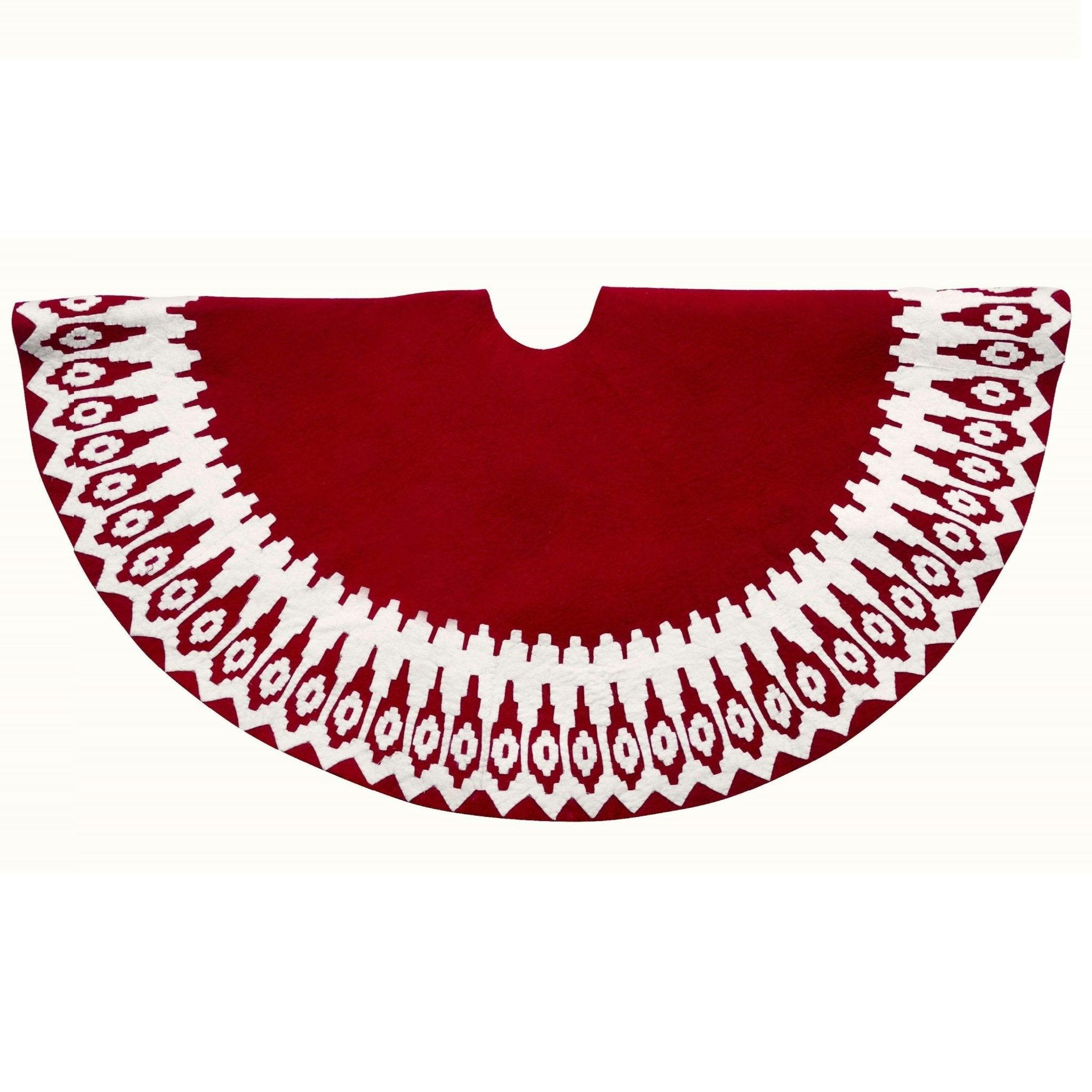 Handmade Scandinavian Design Felt Christmas Tree Skirt Red 60