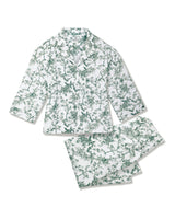The Olivia Wide Leg Pima Pajama Set in Evergreen Timeless Toile