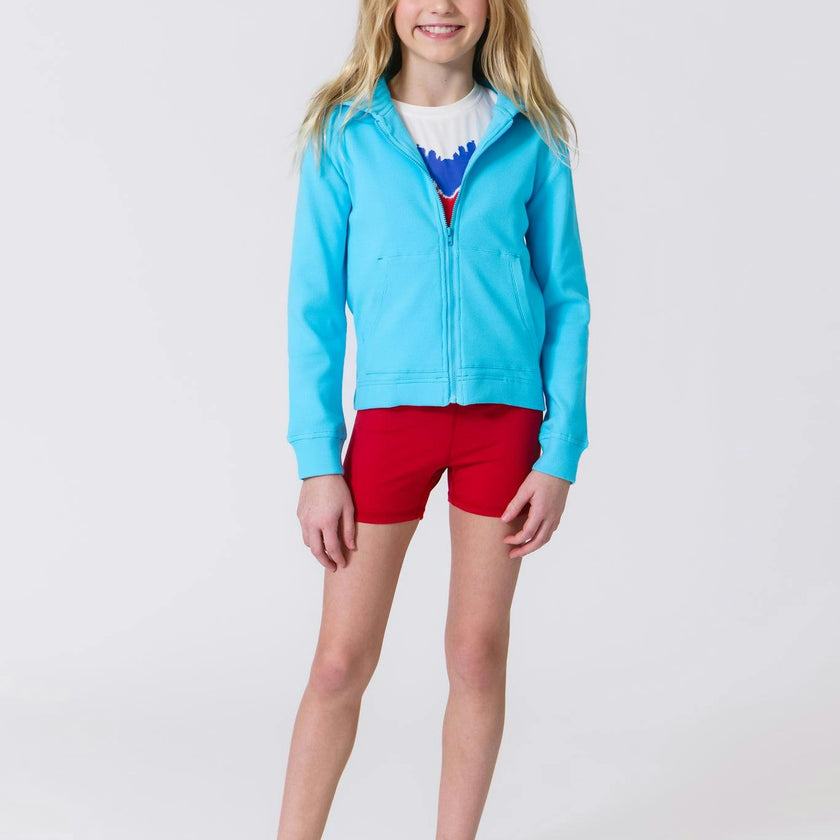 Girls Rib Hoodie in Cloud Blue