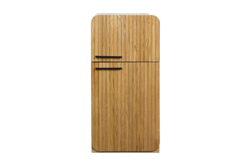 Oak Fluted Play Fridge – Montessori Wooden Toy Refrigerator