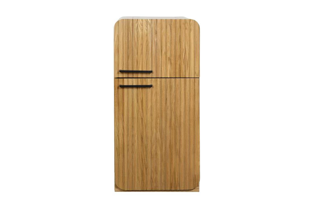 Oak Fluted Play Fridge – Montessori Wooden Toy Refrigerator