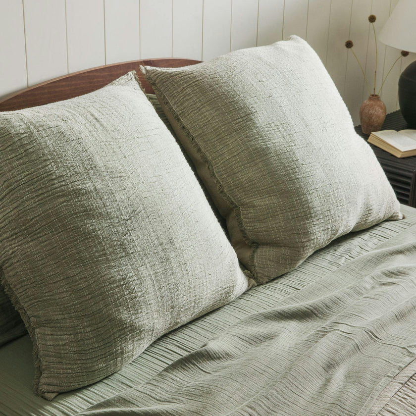 Sage Fringe Euro Sham Set