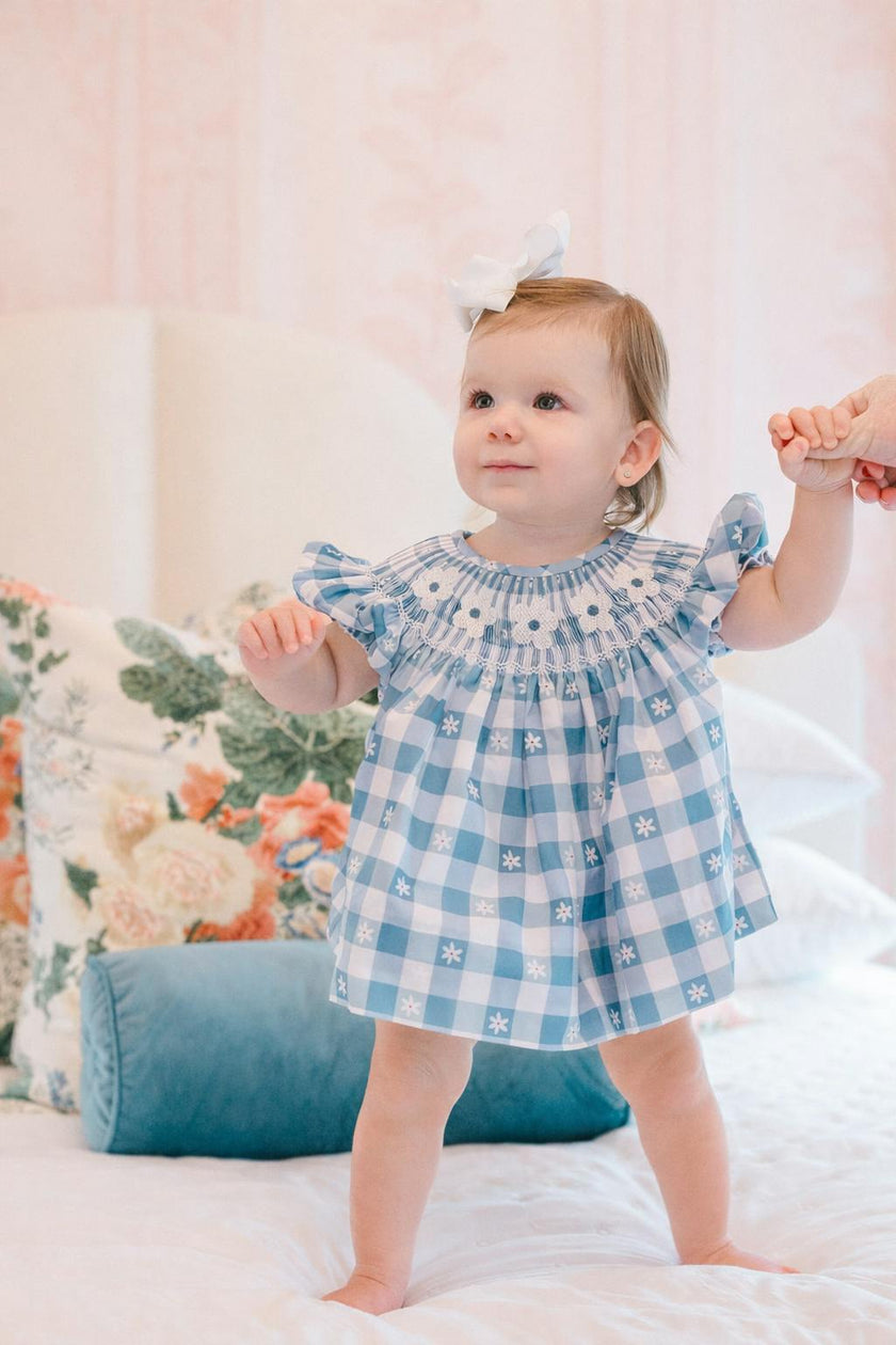 Daisy Gingham Smocked Diaper Cover Set (FINAL SALE)
