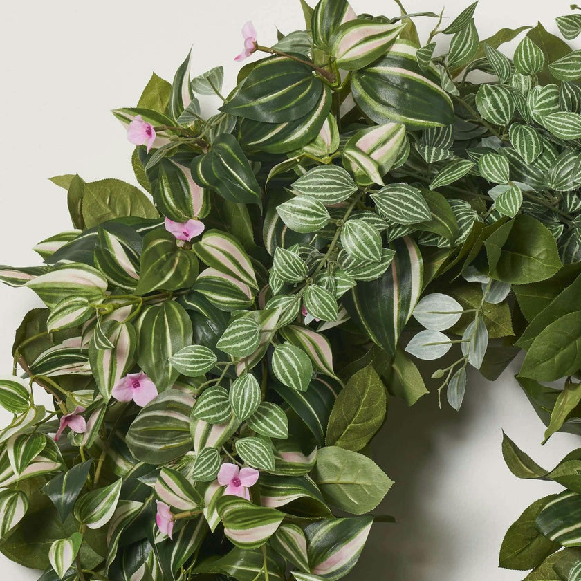 Wild Vines - Mixed Foliage, Peperomia Leaf & Wandering Dude All Season Greenery Front Door Wreath