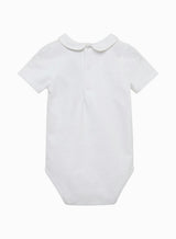Baby Short-Sleeved Milo Piped Bodysuit in White