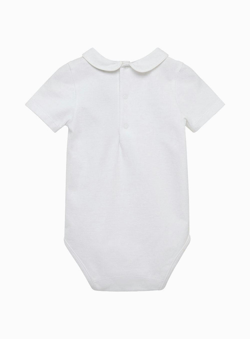 Baby Short-Sleeved Milo Piped Bodysuit in White