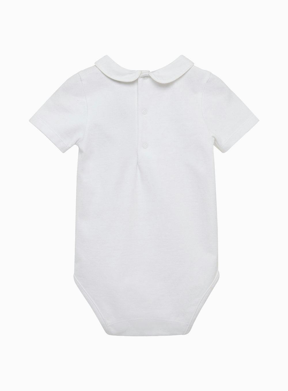 Baby Short-Sleeved Milo Piped Bodysuit in White