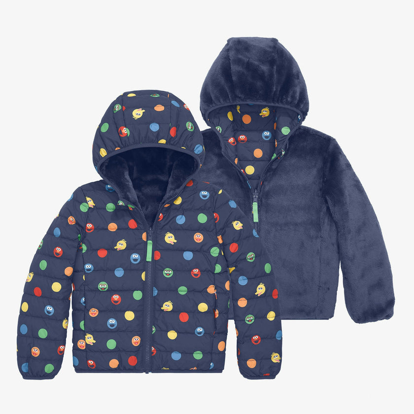 Kids Sesame Street reversible fleece puffer jacket