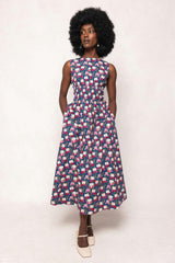 Carly Dress in Navy Pressed Petals