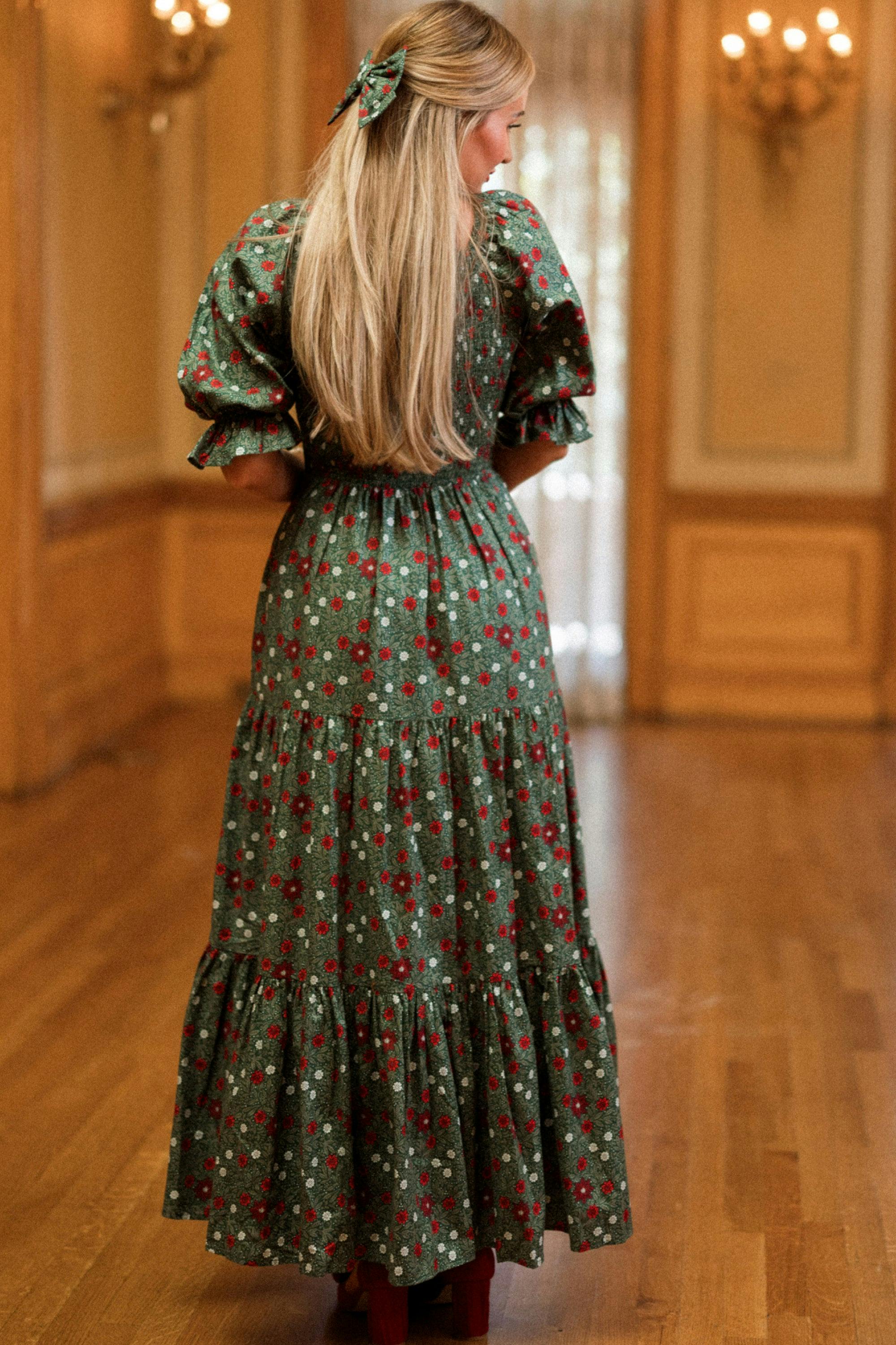 Madeline Maxi Dress in Evergreen Merry Ditsy