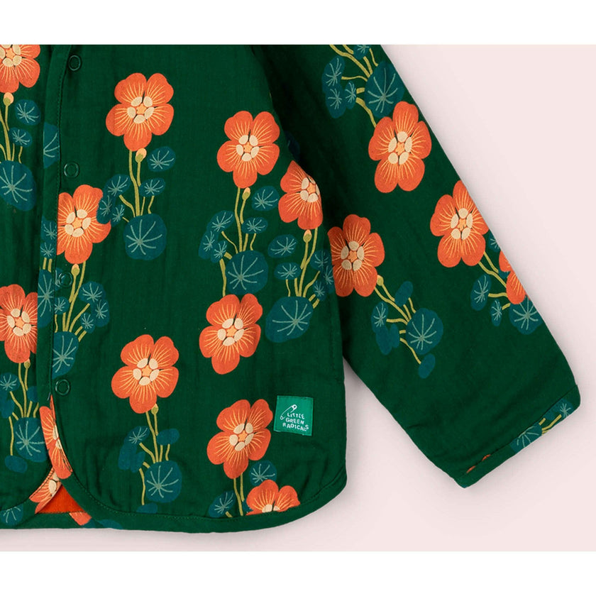 Orange Blooms Reversible Spring Jacket, Green