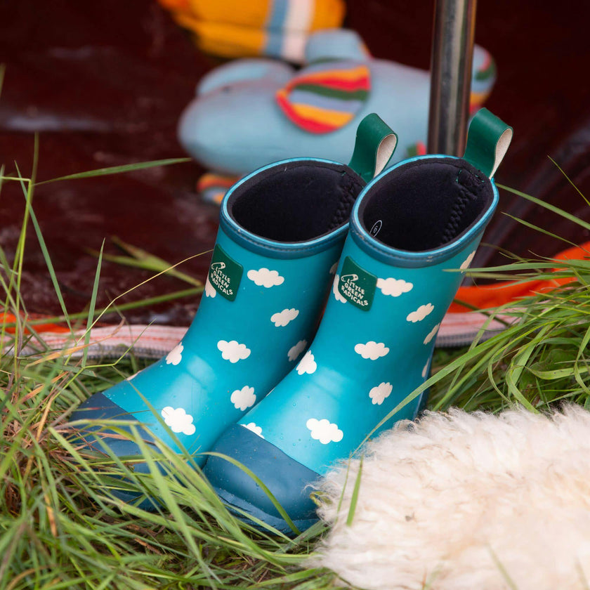 Wellington Classic Calf Length Round Toes Waterproof Boots, Blue