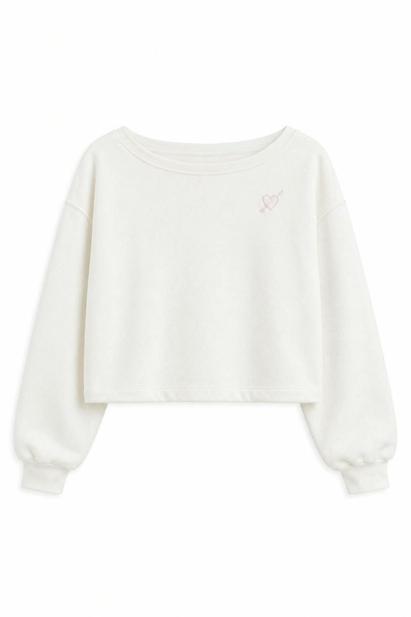 Hailey White With Heart & Harrow Terry Sweatshirt