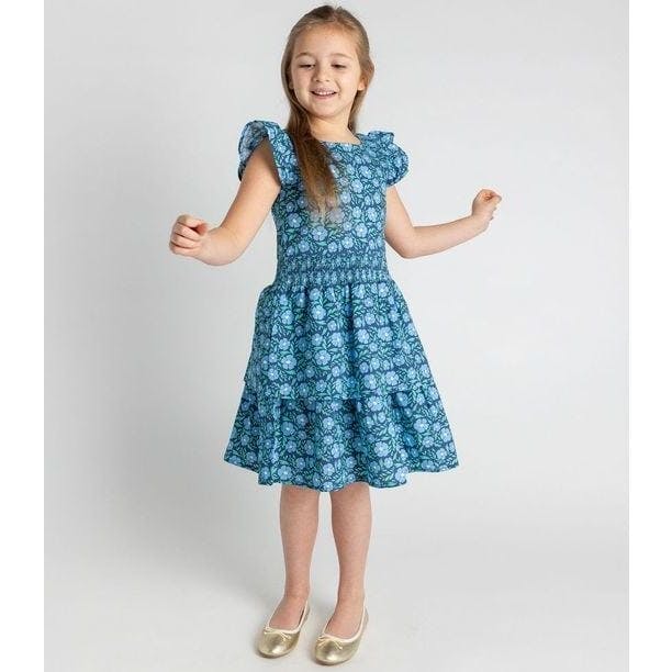 Floral Print Dress W/Waist Ruching
