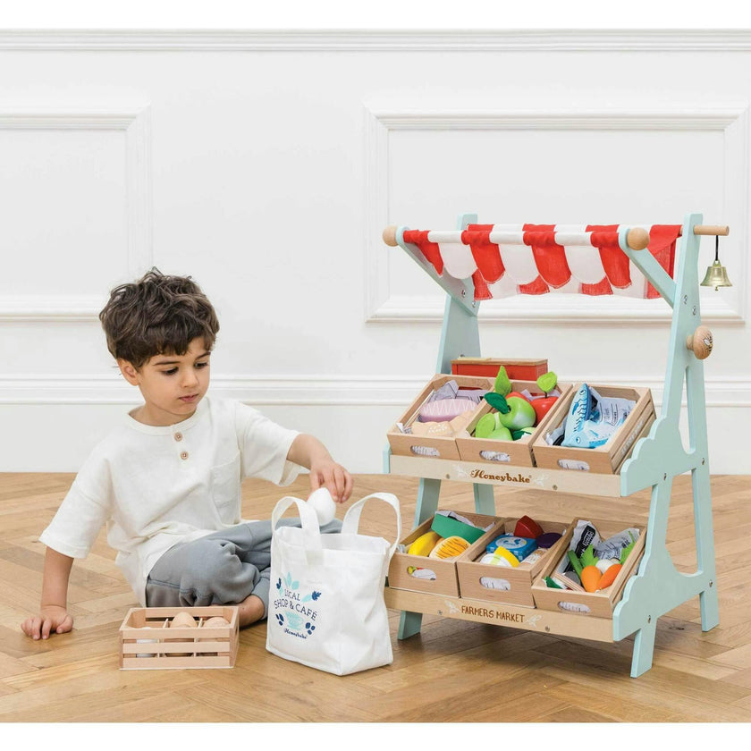 Wooden Market Stall & Fruit Play Food Crate