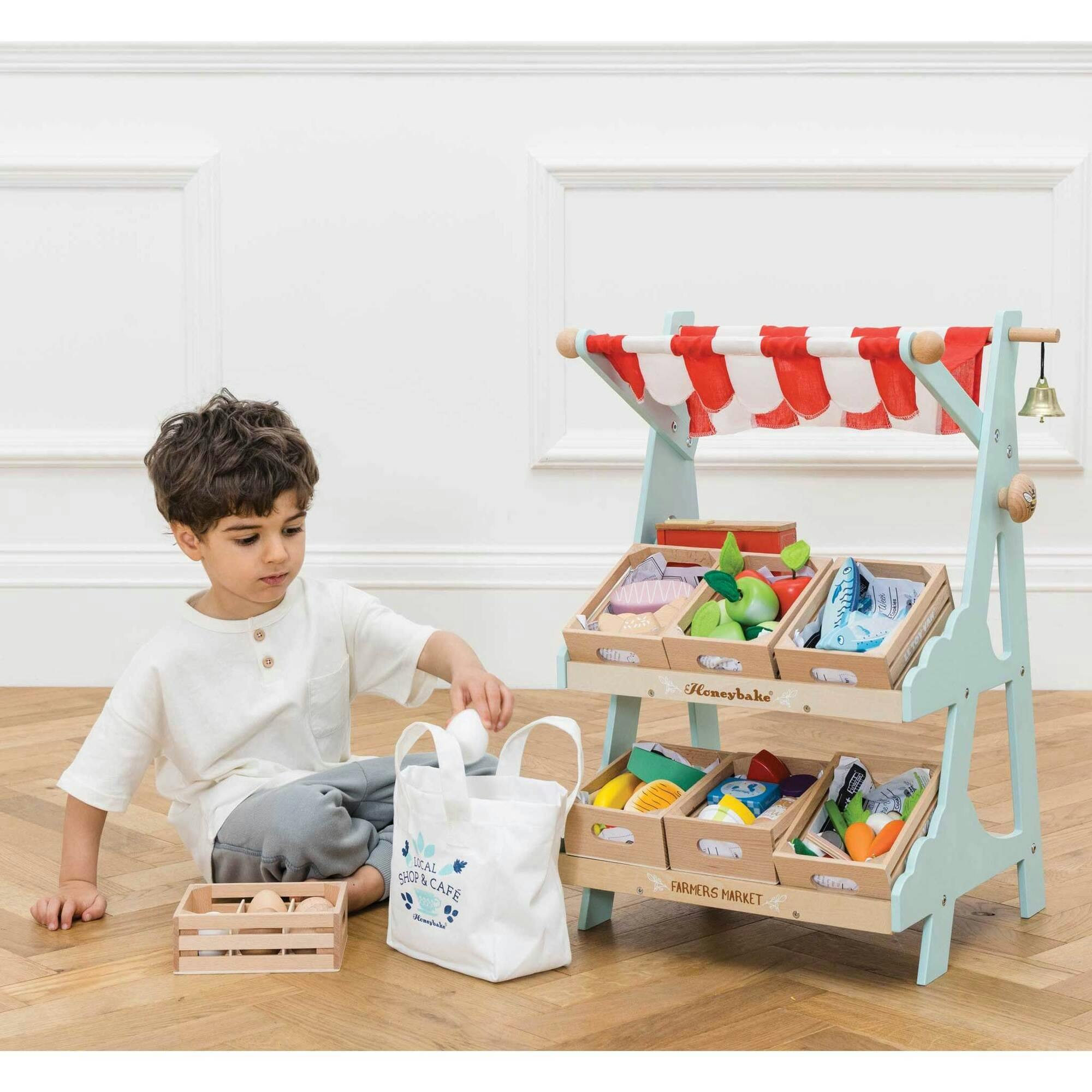 Wooden Market Stall & Fruit Play Food Crate
