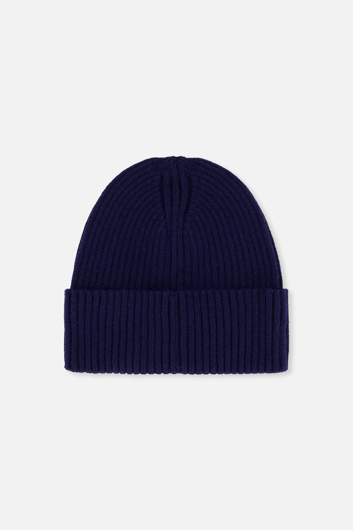 Ribbed Knit Hat Navy Blue