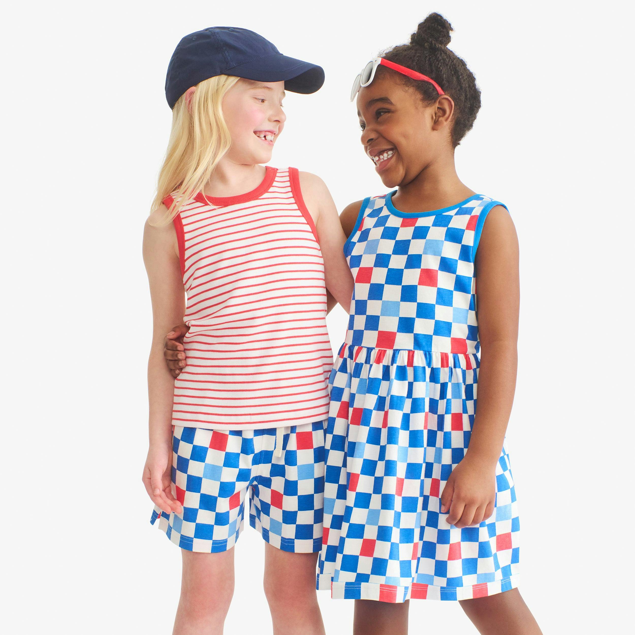 Clearance kids park short in checkerboard