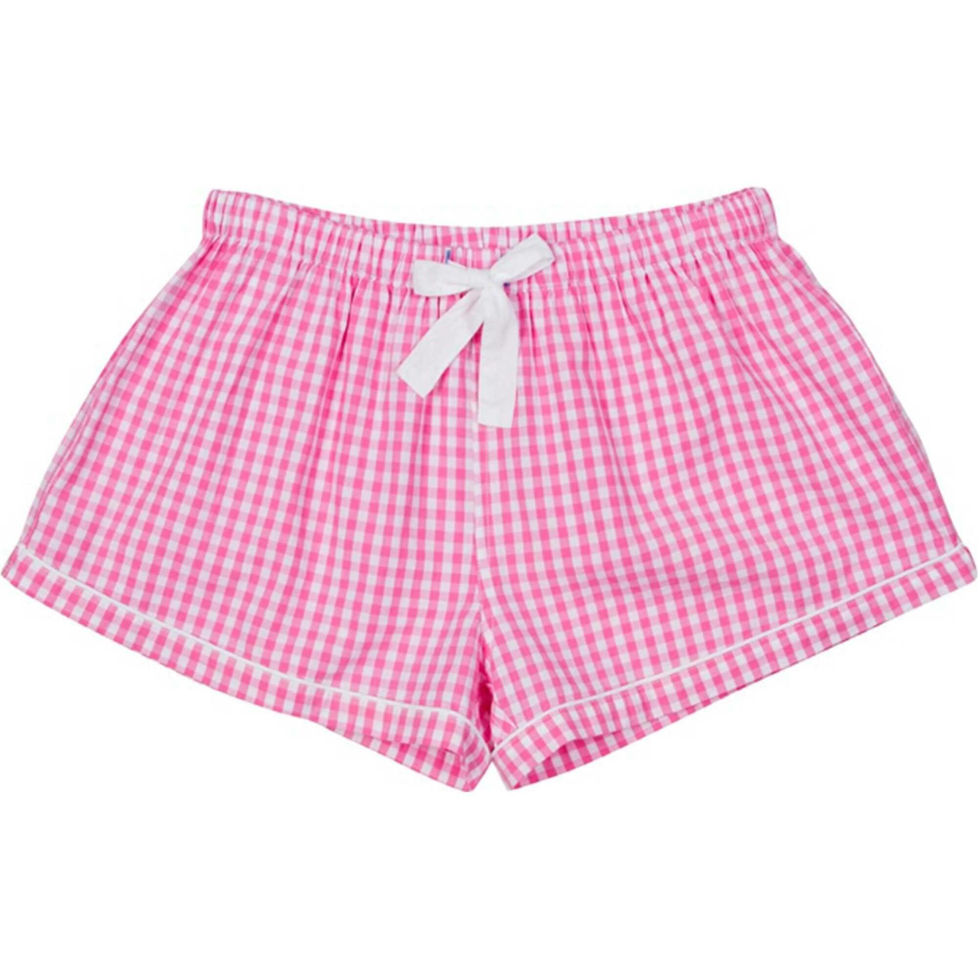 Women's Hepburn Gingham Pink Boxer Shorts - Organic Cotton Poplin