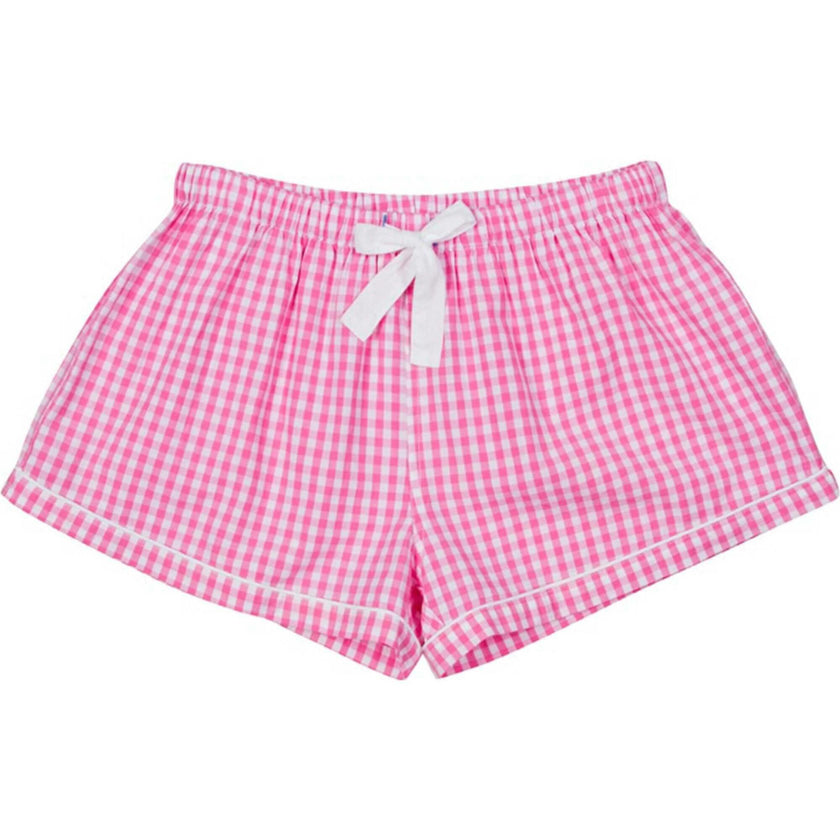 Women's Hepburn Gingham Pink Boxer Shorts - Organic Cotton Poplin