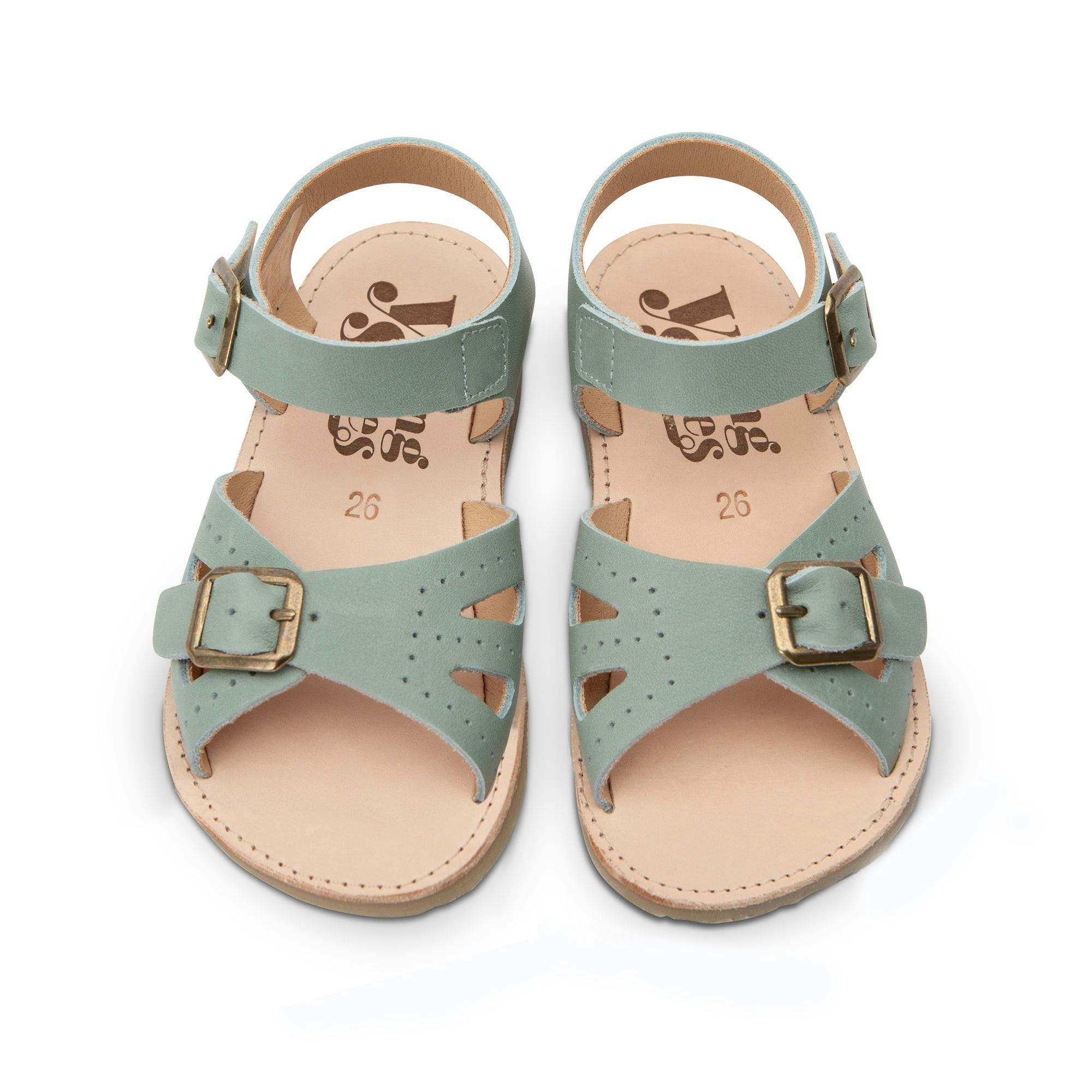 Pearl Kids Double Buckle Sandal – Smokey Sage Leather