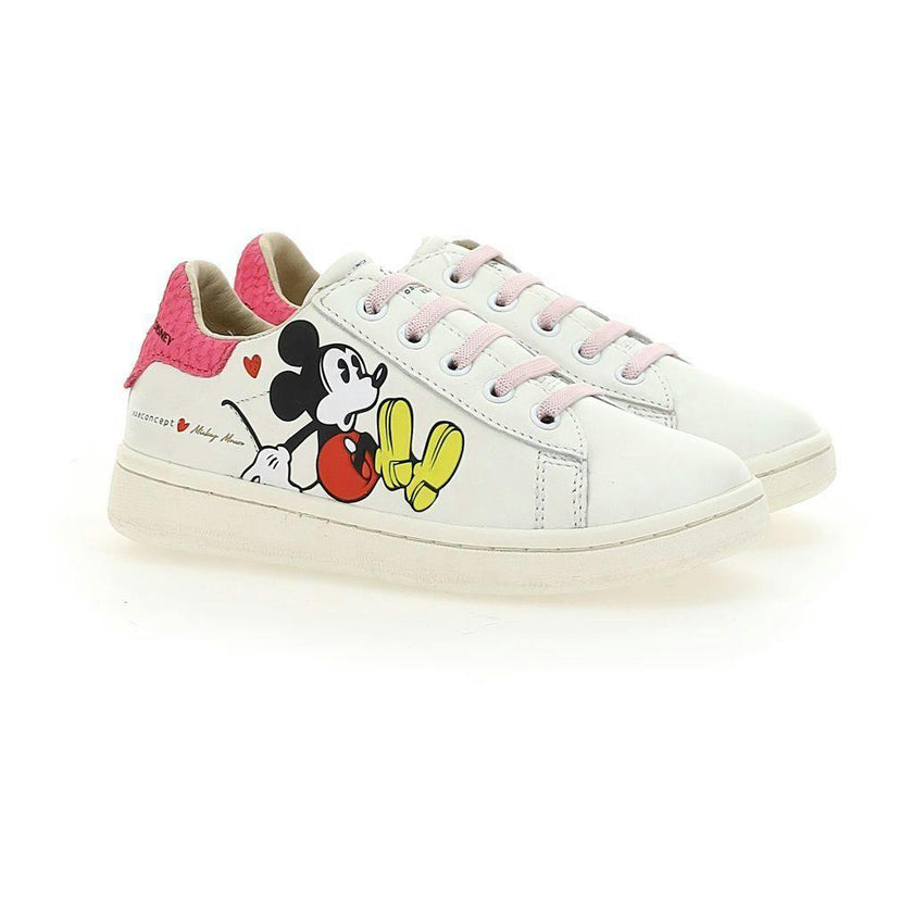 White Mickey Pink Tab Sneakers
