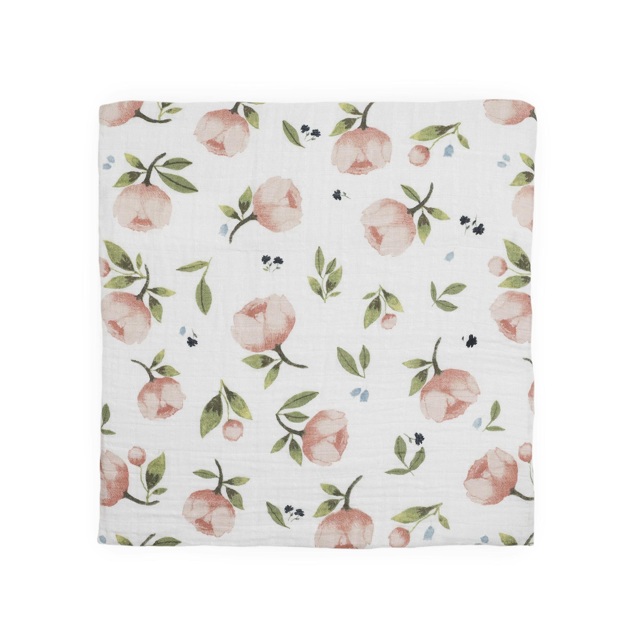 Organic Cotton Muslin Swaddle Blanket 2 Pack - Watercolor Floret