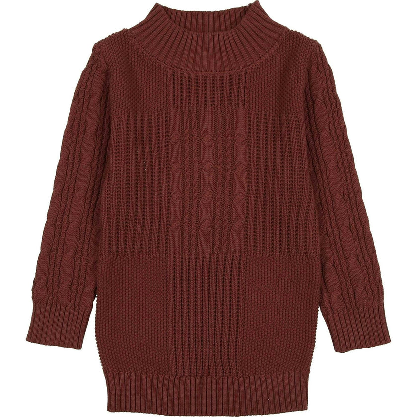Split Style Knit Mao Collar Crew Fit Sweater