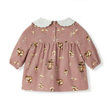 Mushroom Corduroy Long Sleeve Collared Dress