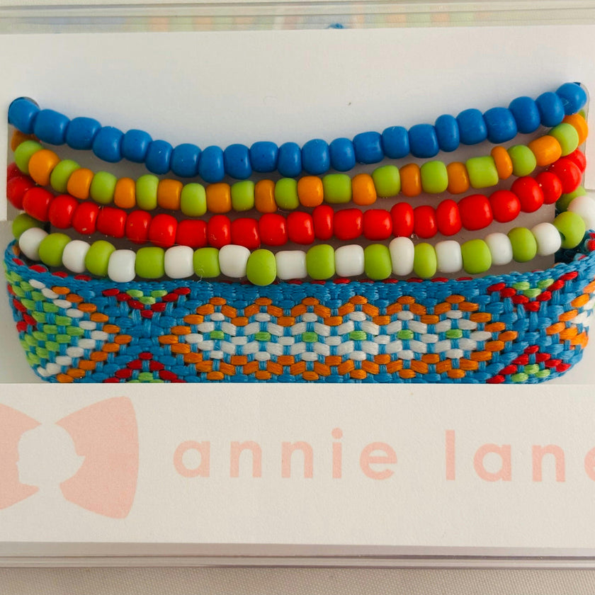 Beaded Bracelets - Boho Friendship Stack Blue