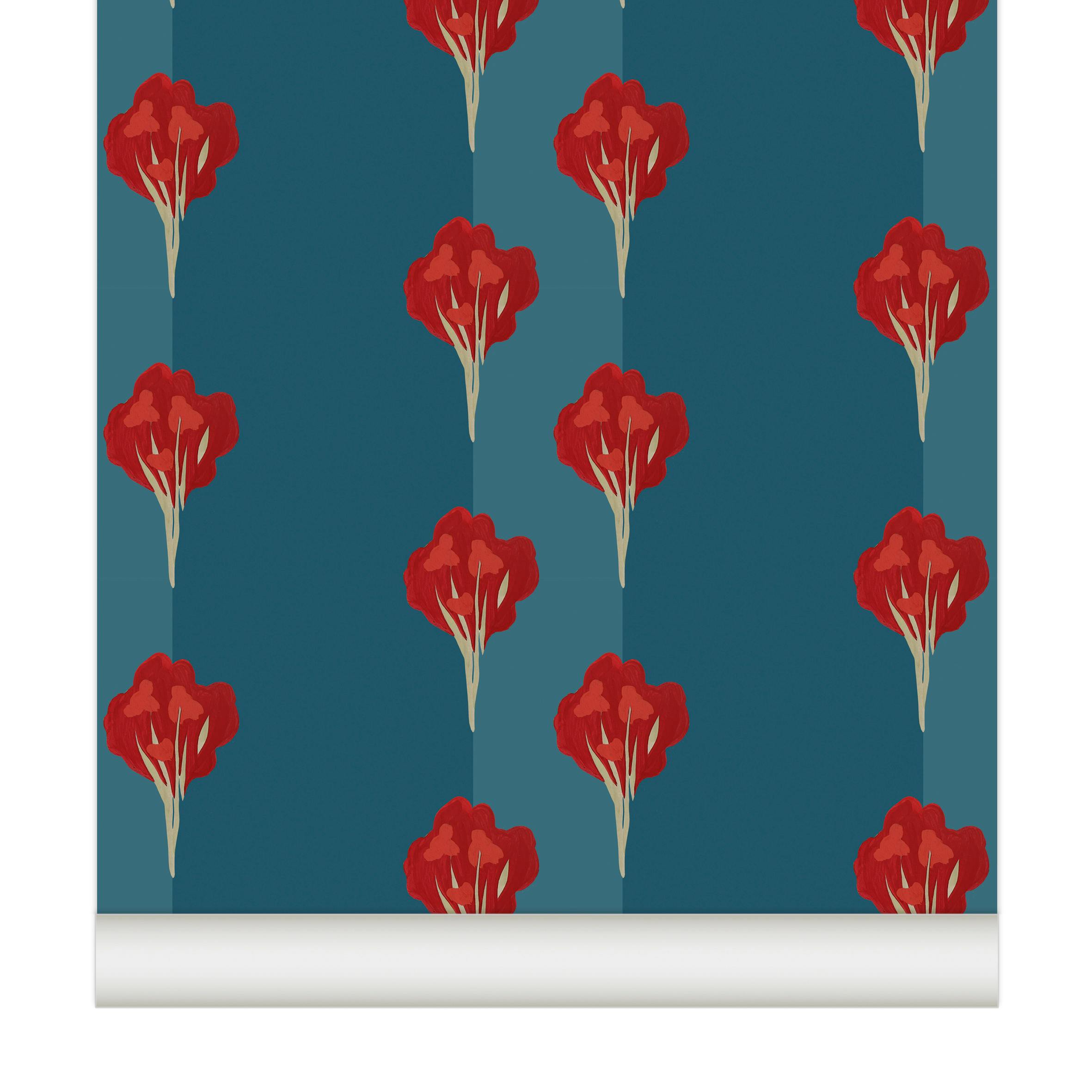 Papier peint ARBORESCENCE coloris Bleu persan