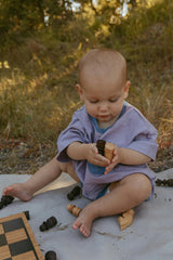 Cory Pocket Romper in Purple Ash