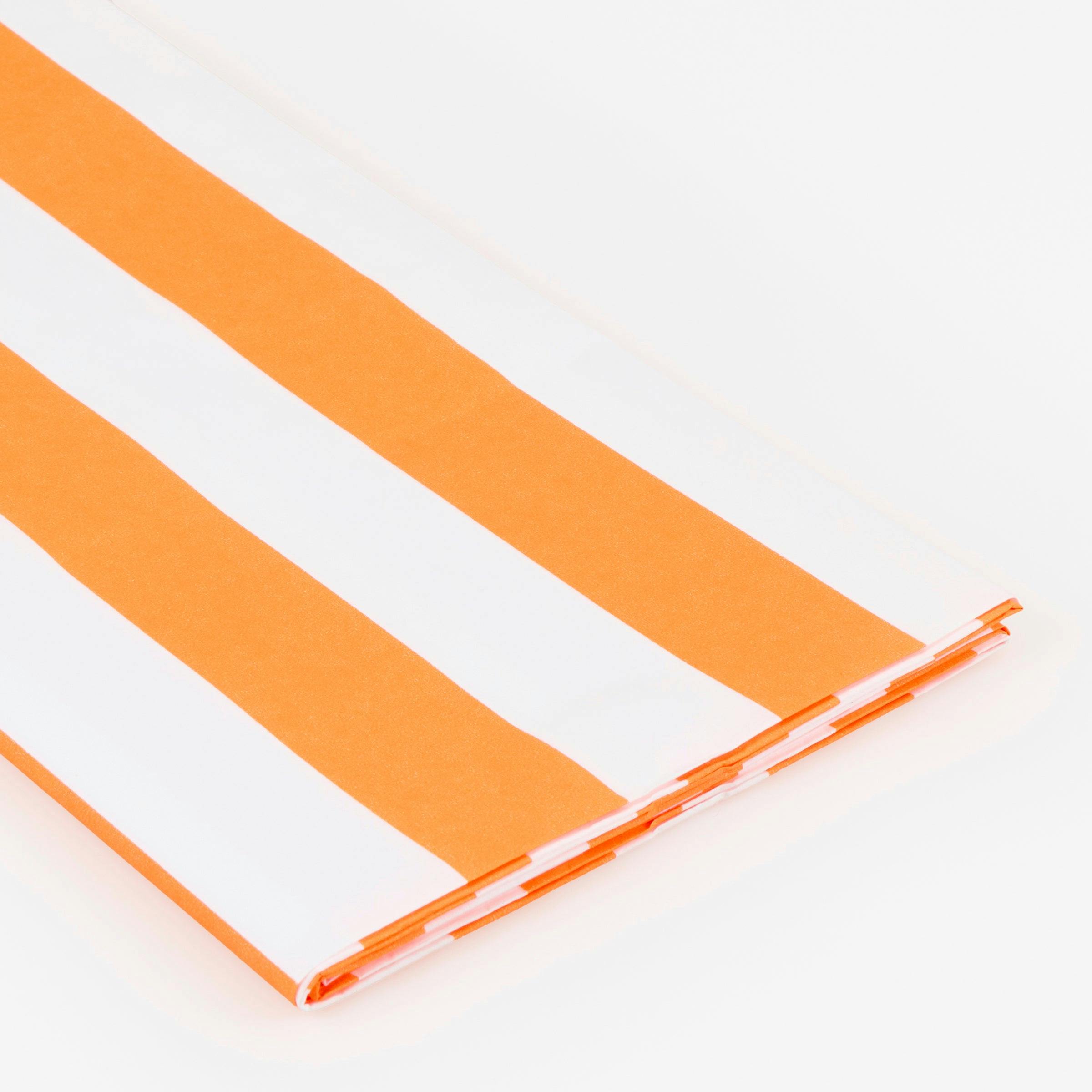 Orange Striped Tablecloth