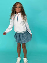 Denim Sparkle Pleated Short Skirt