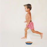 Red Gingham Mini Boardshort, Red