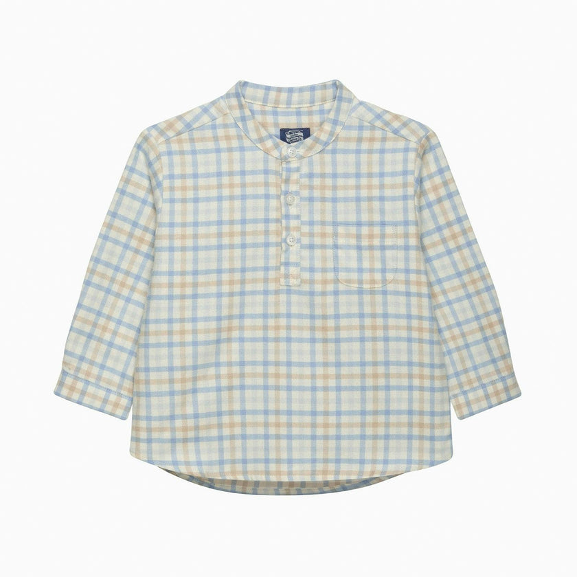 Baby Oscar Shirt in Pale Blue/Oatmeal Check