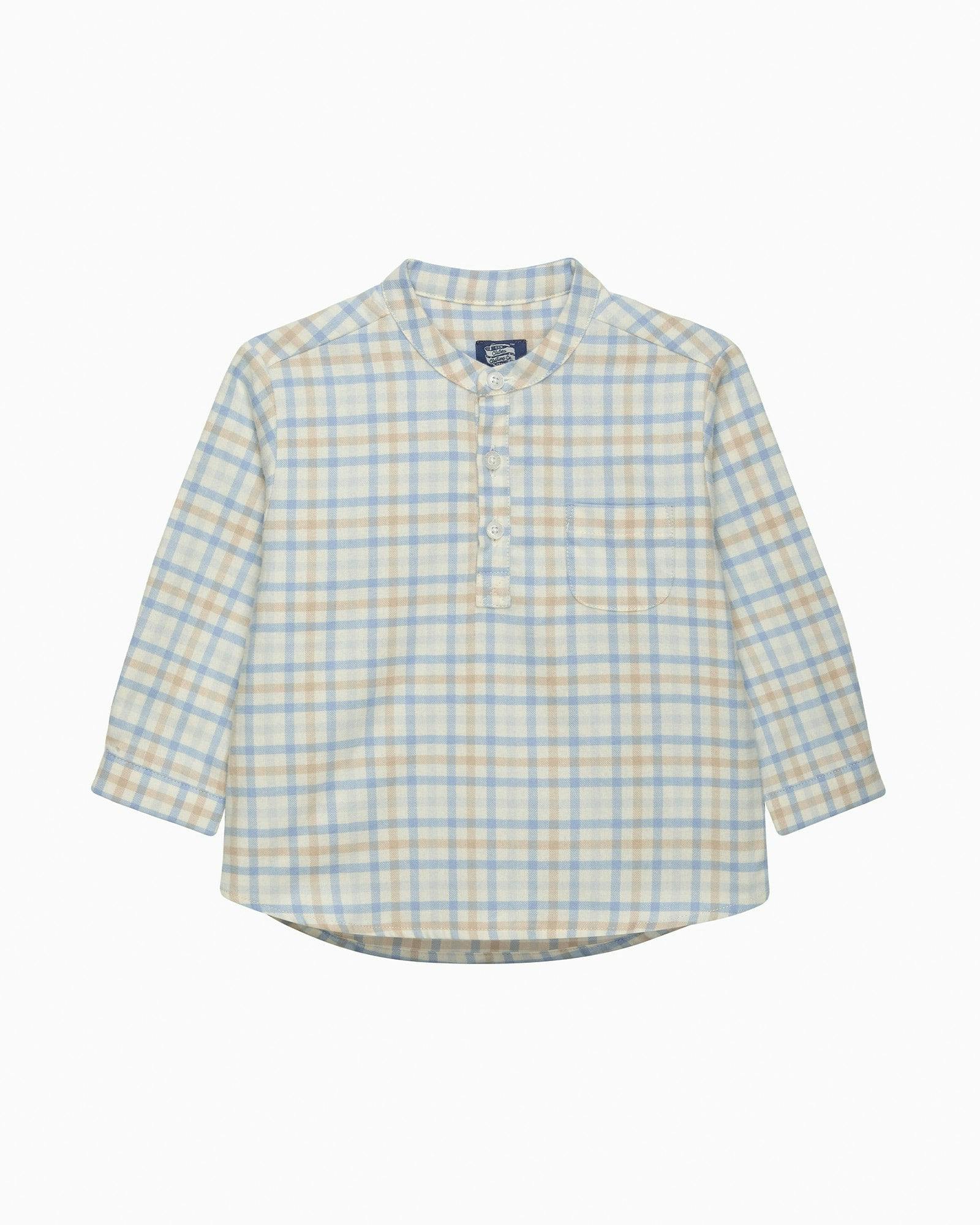 Baby Oscar Shirt in Pale Blue/Oatmeal Check