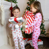 Kids Reindeer Red Long PJ Set - Organic Stretch Jersey Knit Cotton