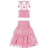 Noelle Ikat Smocked Top & Maxi Skirt Set, Pink